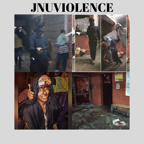 #JNUViolence 2020 masked goons attack students and lecturers