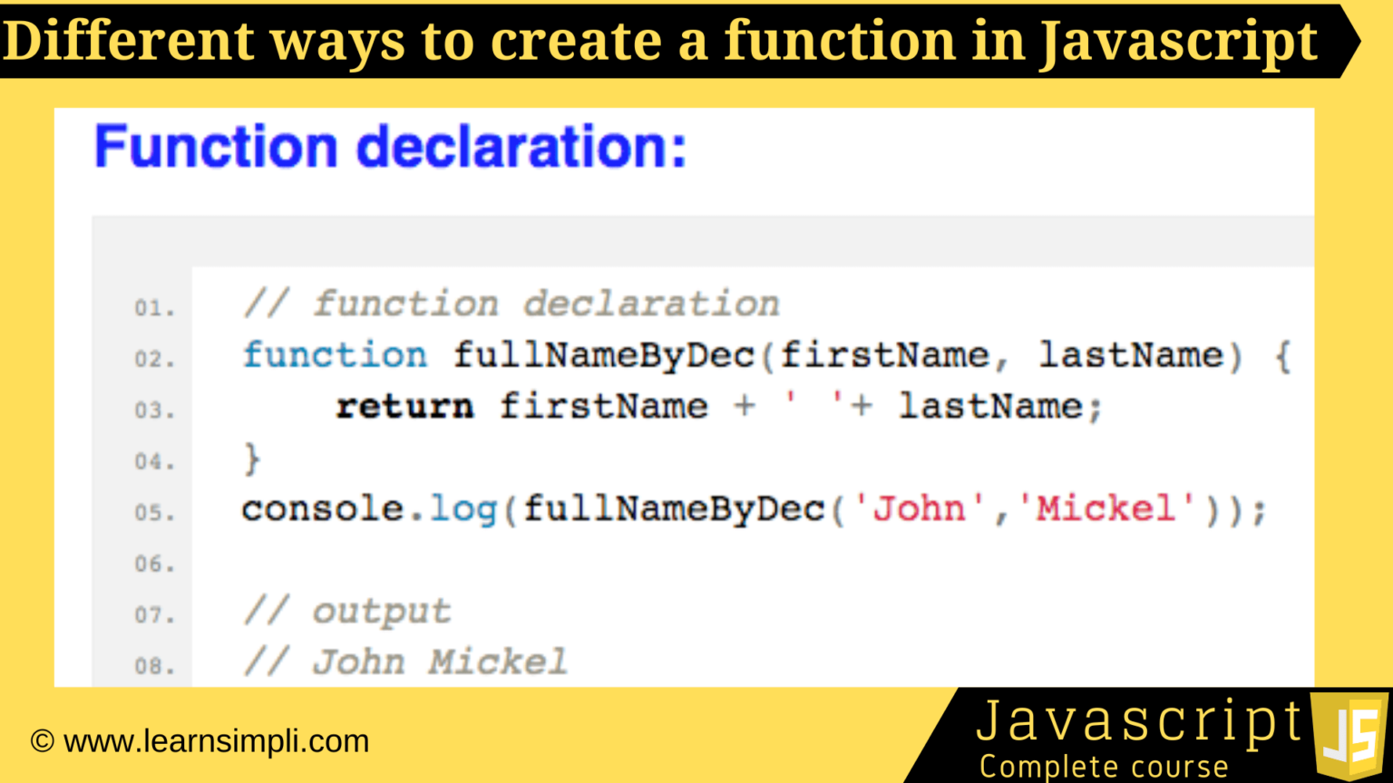 Different Ways To Create A Function In Javascript Learn Simpli