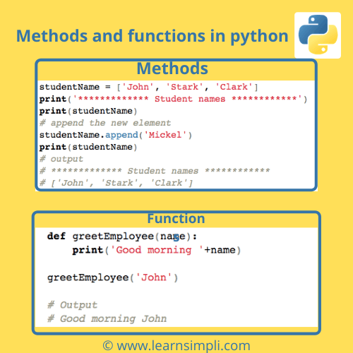 Methods and functions in python