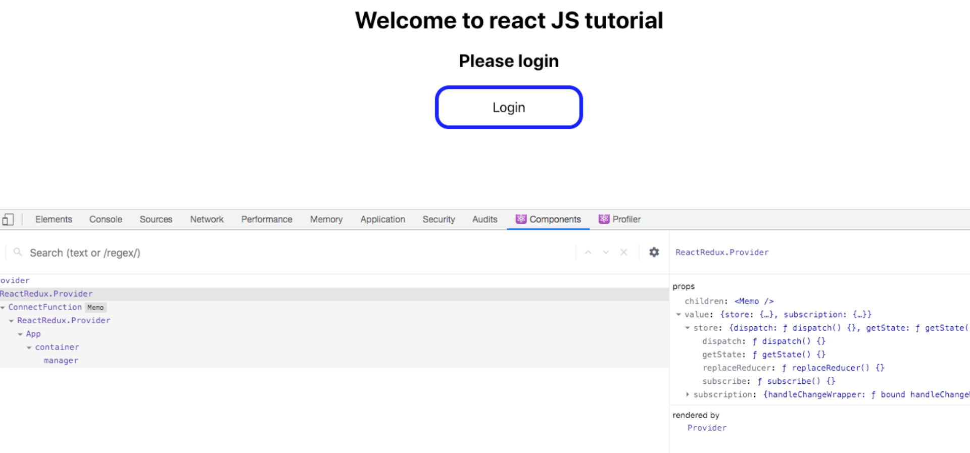 React with redux tutorial code