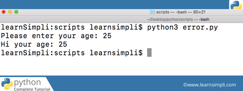 Exception handling in python code snippet examples